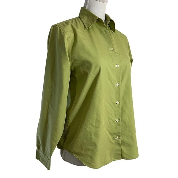 Lands End Light Green Button Up Shirt Womens Size 4 Petites Lightweight Blouse - Picture 2 of 7